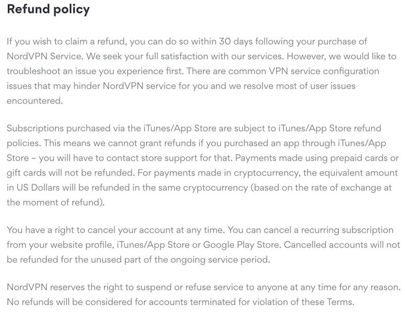 nordvpn coupon refund policy