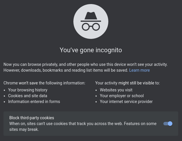 google chrome incognito