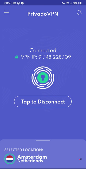 PrivadoVPN Android VPN test