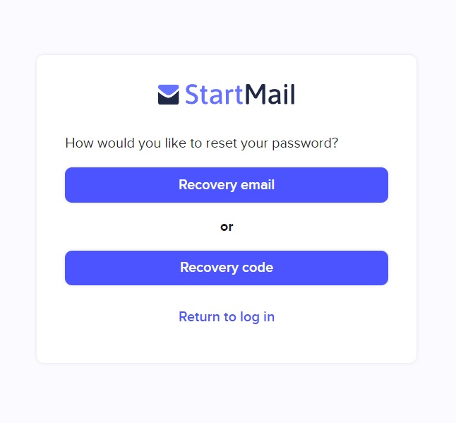 StartMail password recovery