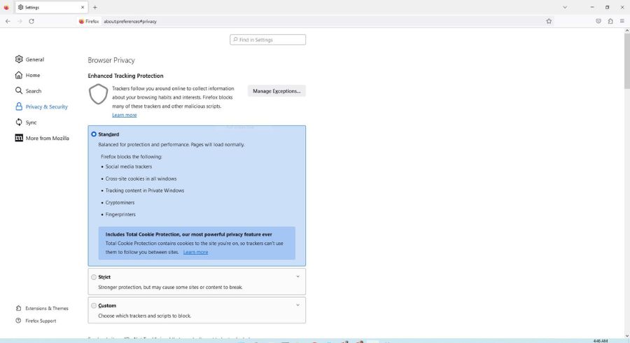Firefox Browser Settings