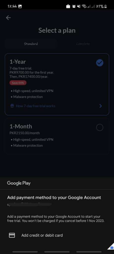 NordVPN Google Pay method