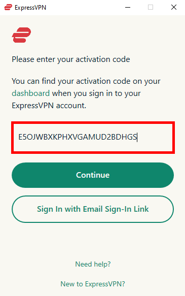 ExpressVPN activation code
