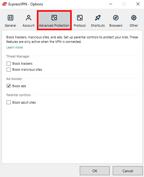 ExpressVPN adanced protection