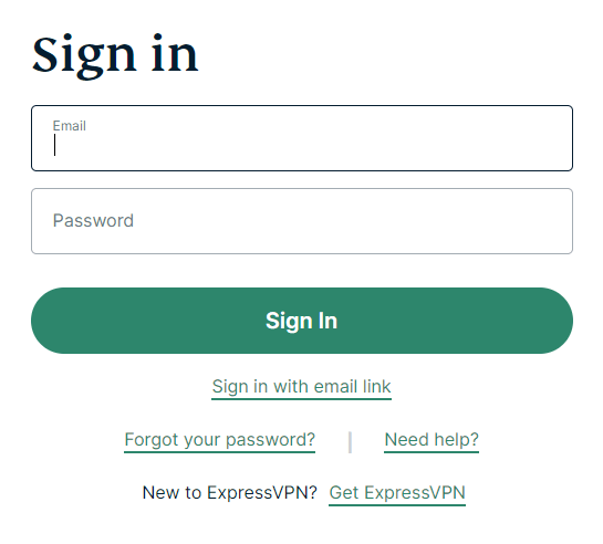 ExpressVPN sign in