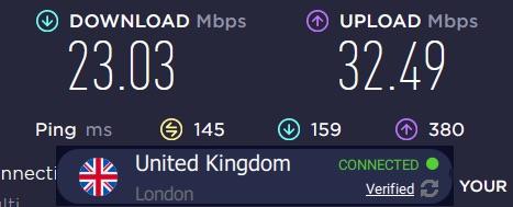 TorGuard VPN London speed test
