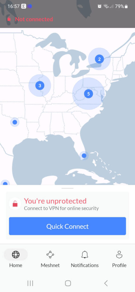 Connect Android NordVPN application