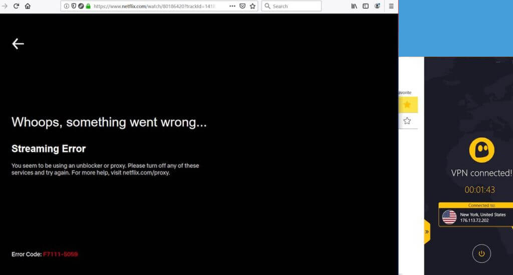 CyberGhost fails on Netflix