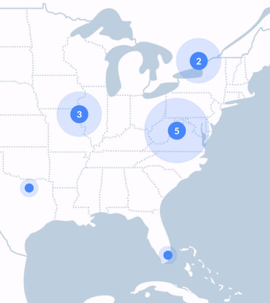 NordVPN server selection map