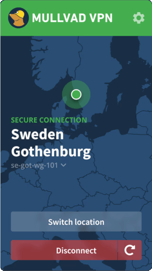 The Mullvad VPN windows app.