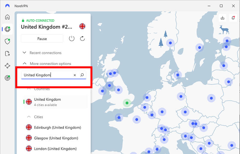 NordVPN UK server