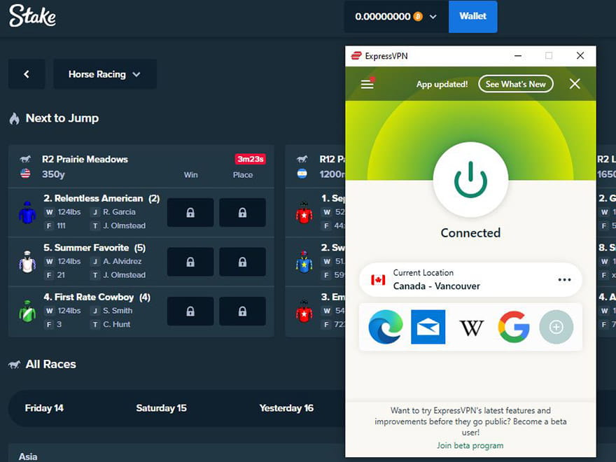 ExpressVPN unblocking Stake