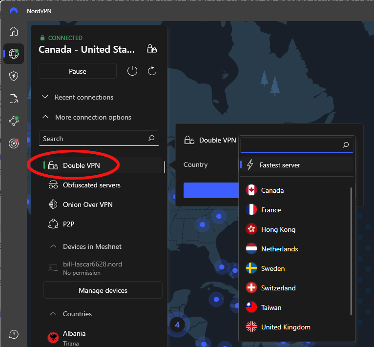 NordVPN Double VPN servers
