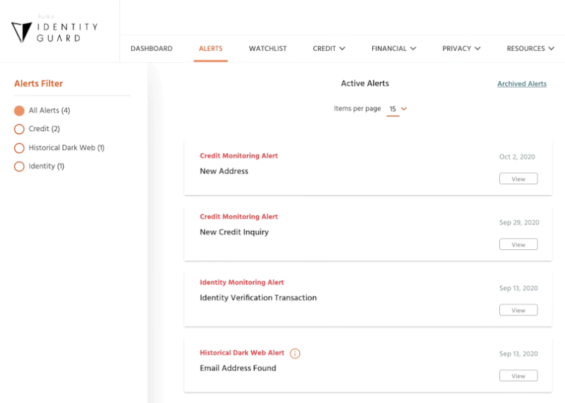 Identity Guard High Risk Transactions