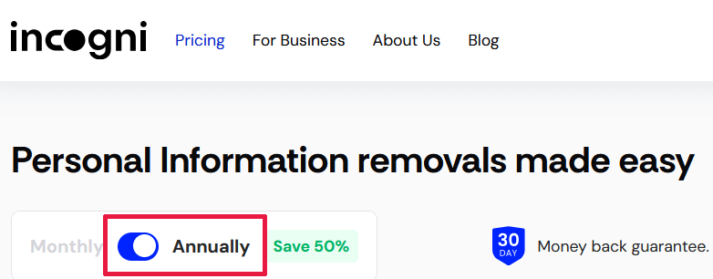 Incogni pay annually