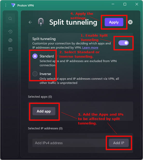 Proton VPN Split Tunneling