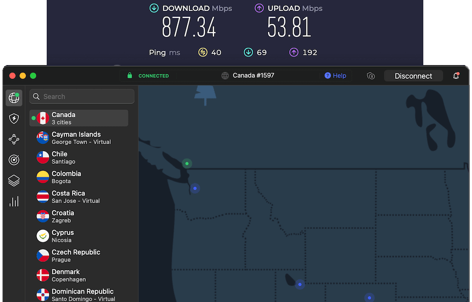 Canada NordVPN speed tests
