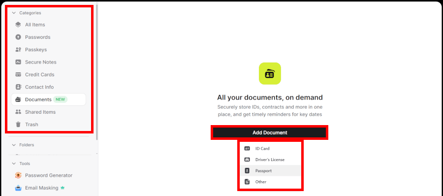 NordPass add documents