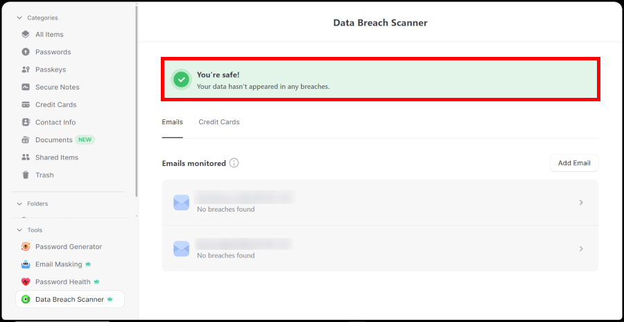 NordPass data breach scanner