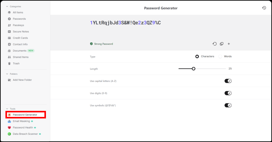 NordPass password generator