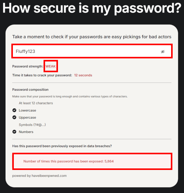NordPass password strenght checker