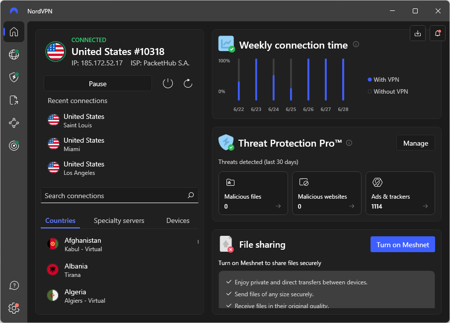 NordVPN Threat Protection Pro in Texas