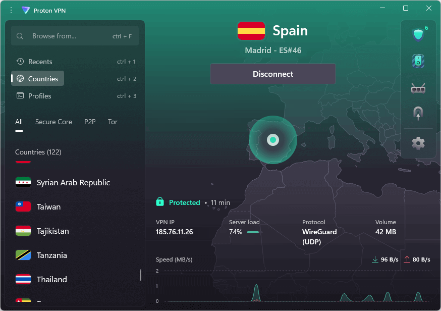 Proton VPN Spanish server