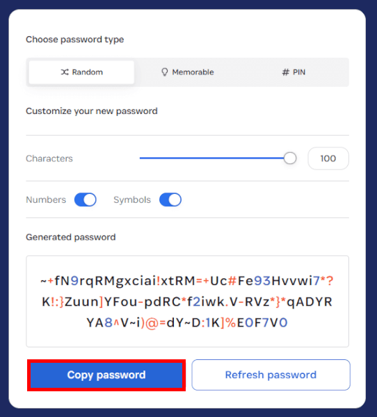 1password password generator