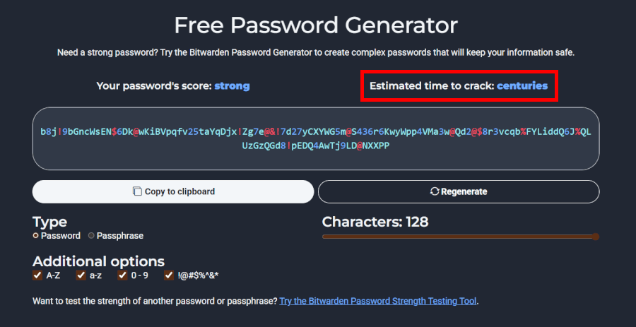 Bitwarden password generator