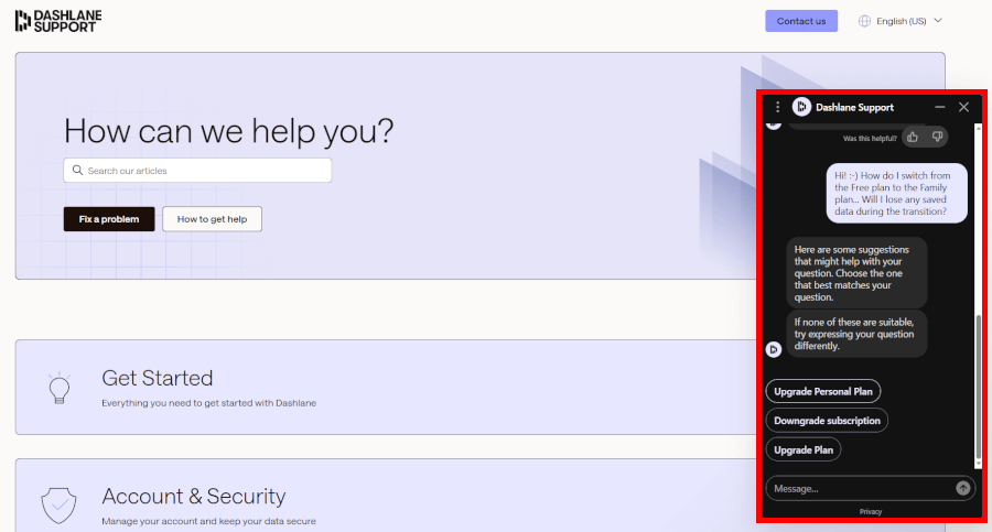 Dashlane support