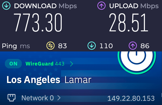 LA 773 speed test