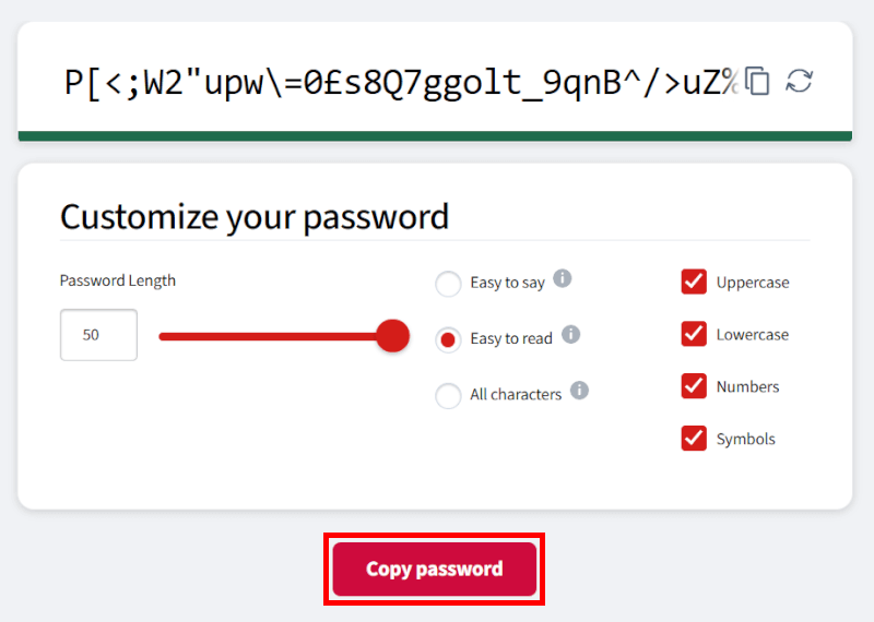 LastPass password generator