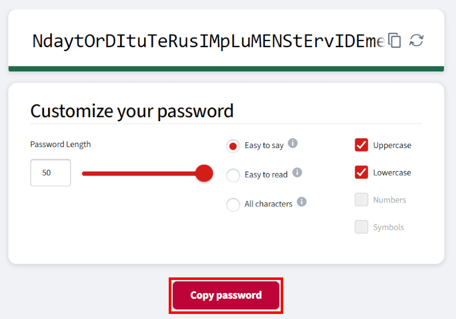 LastPass password generator
