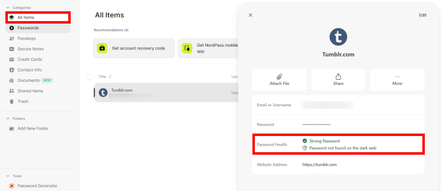 NordP password health check