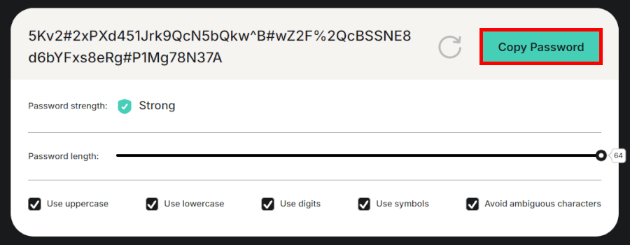 NordPass password generator site