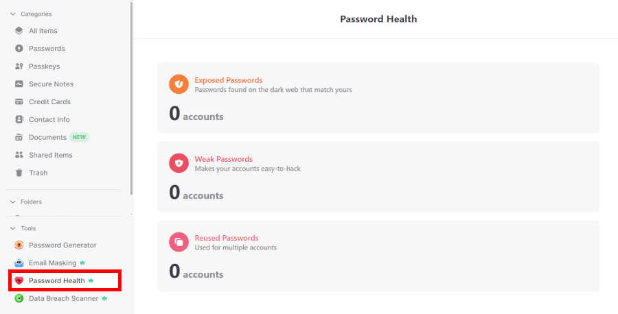 NordPass password health check