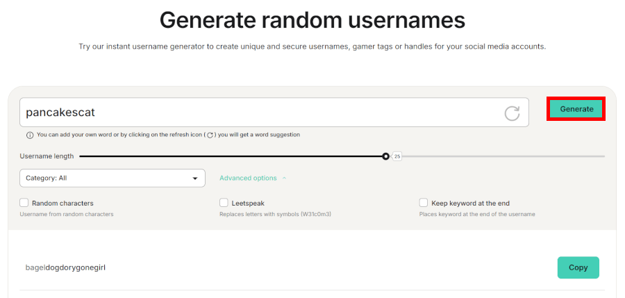 NordPass username generator