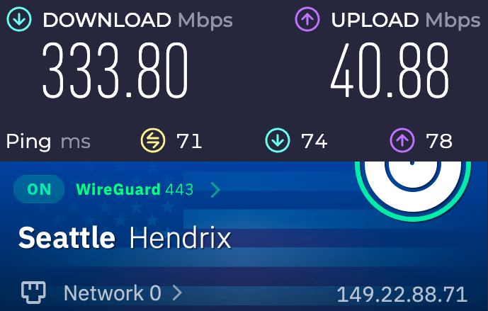 Seattle 333 speed test