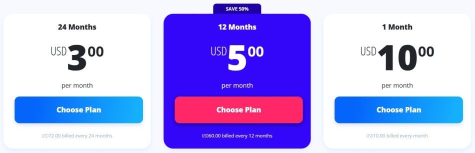 Screenshot of VyprVPN's pricing