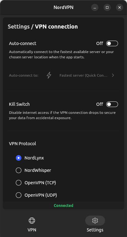 NordVPN Linux Settings