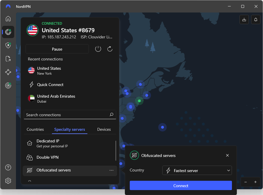 NordVPN obfuscated server selection