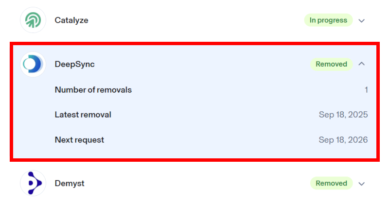 Aura data removal status