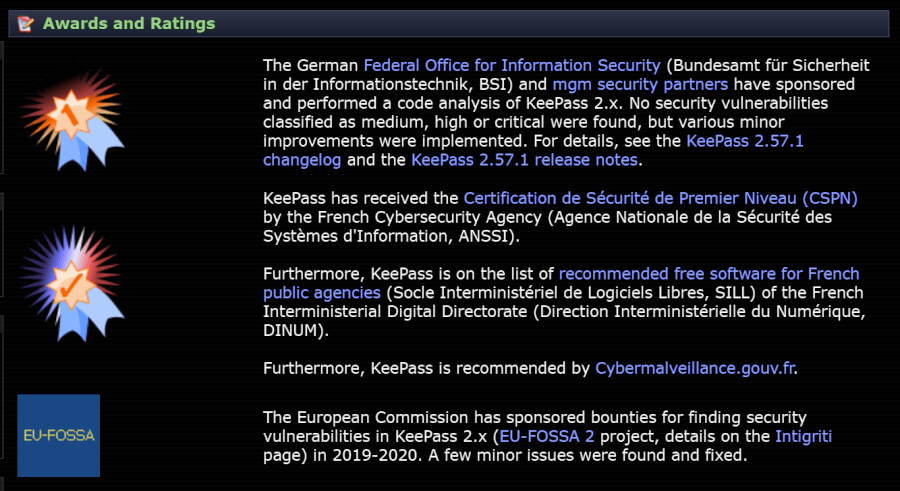 KeePass awards