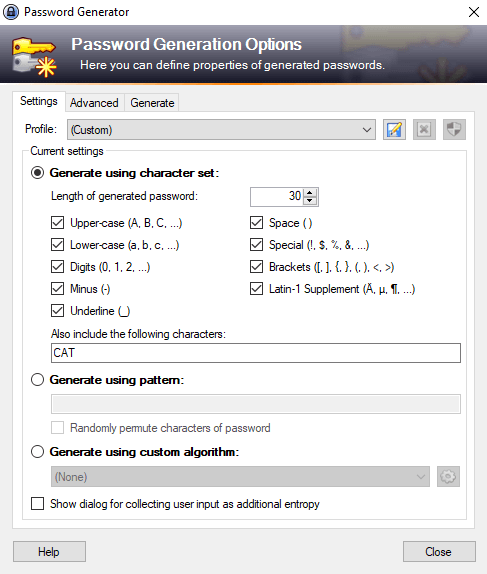 KeePass password generator