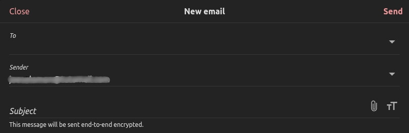 Screenshot of Tuta Mail composing messages