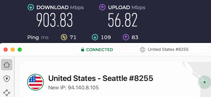 NordVPN torrenting - 903 Mbps