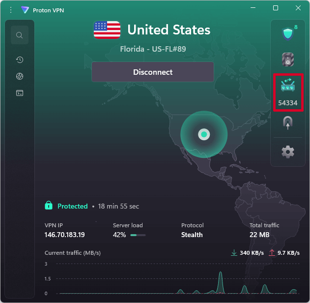 Proton VPN with Port Forwarding turned On