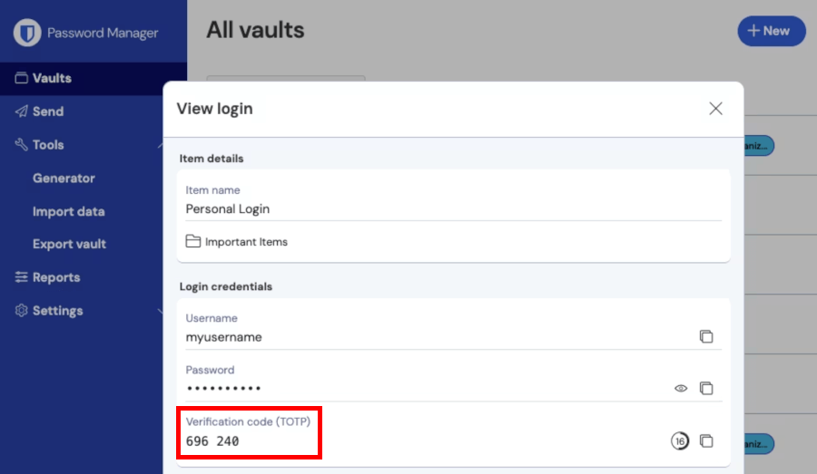 Bitwarden TOTP authenticator