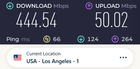 ExpressVPN Los Angeles speed test results