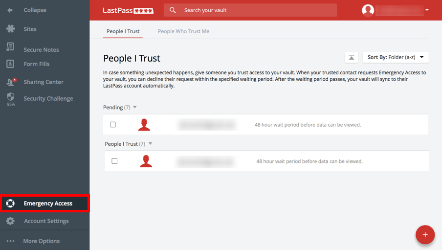 LastPass emergency access